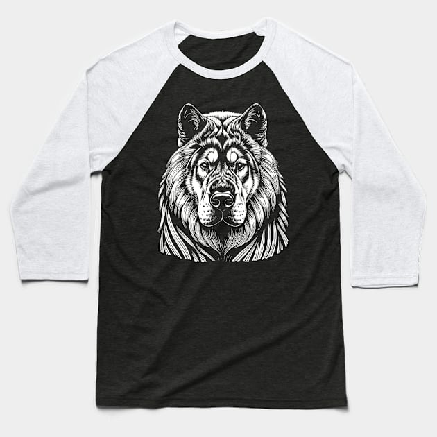 American Akita dog breed black and white Baseball T-Shirt by Ravenglow